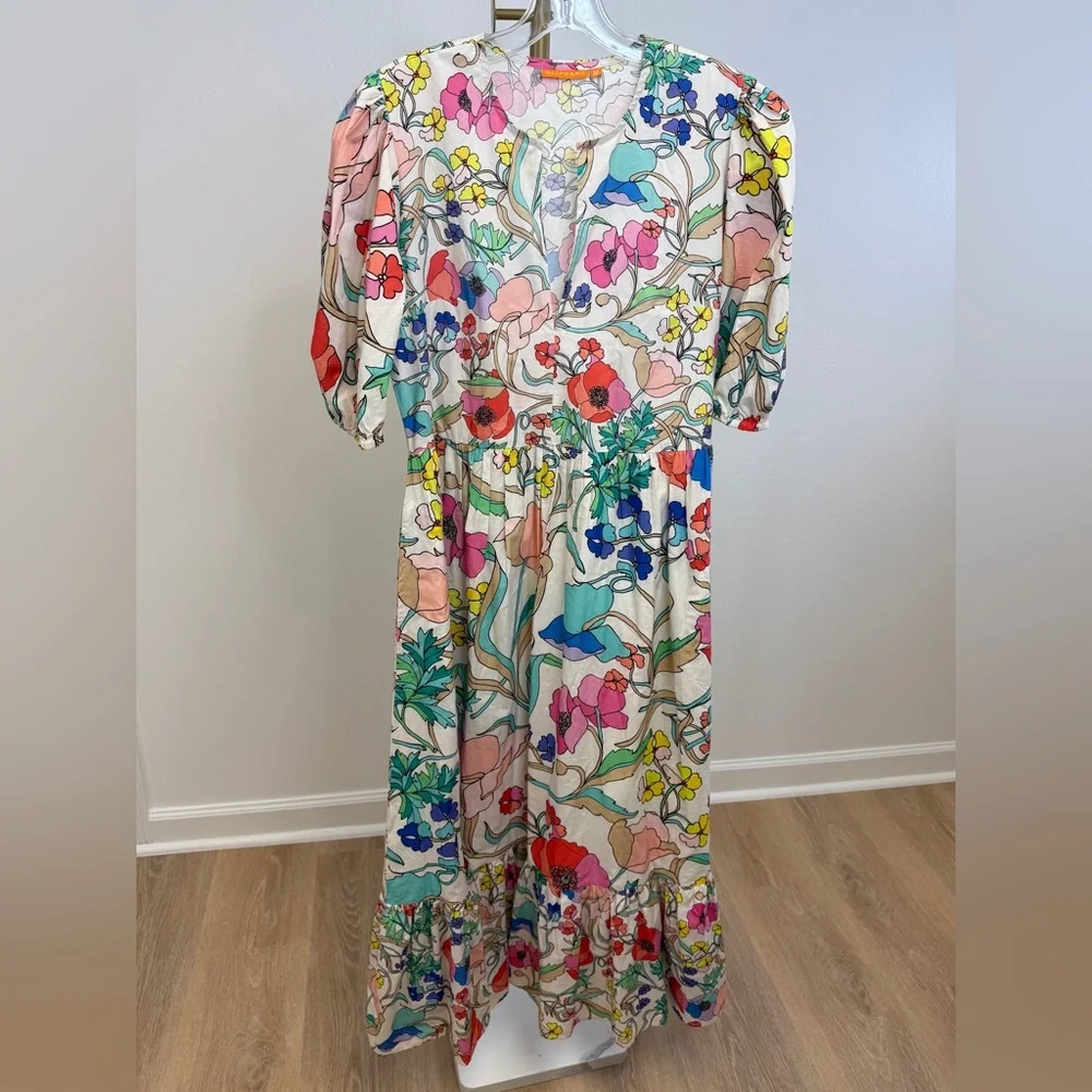 Oliphant Zinnia Puff Sleeve Maxi Dress - Size M - Picture 2 of 4
